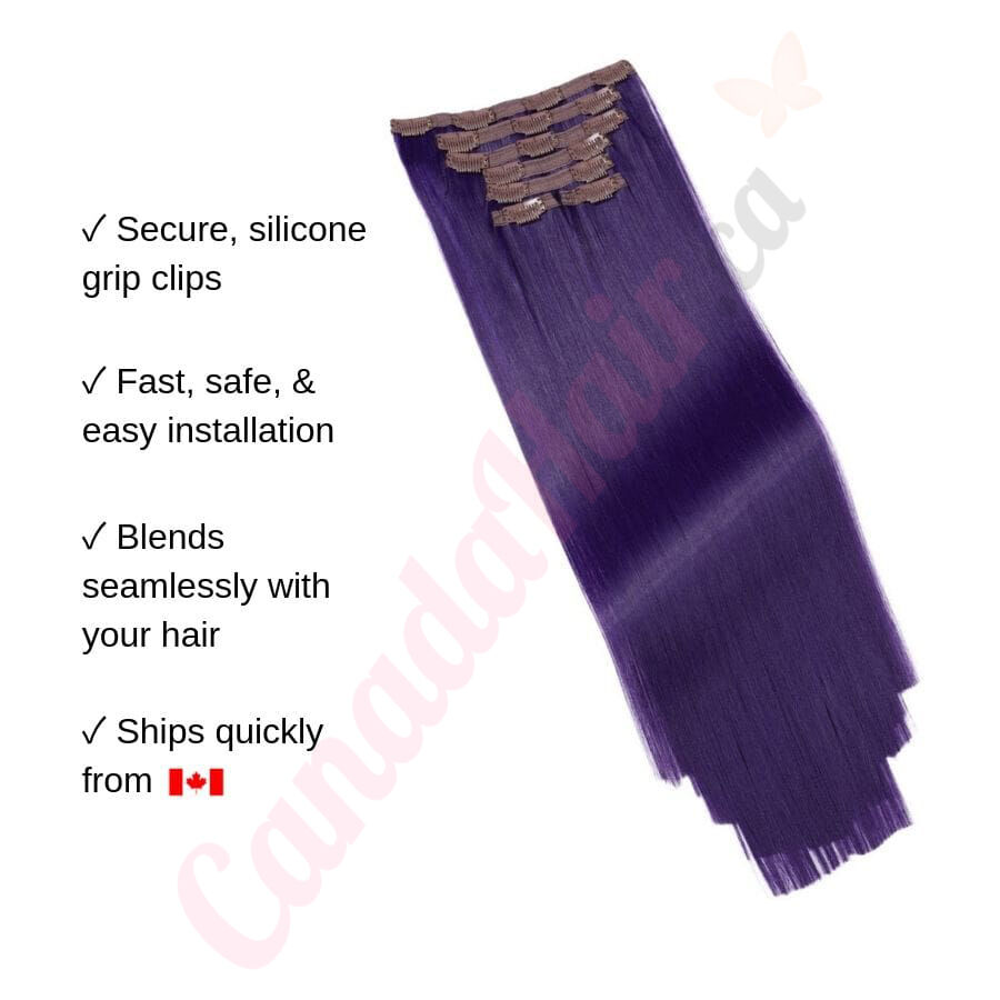 Purple clip in human hair extensions hotsell